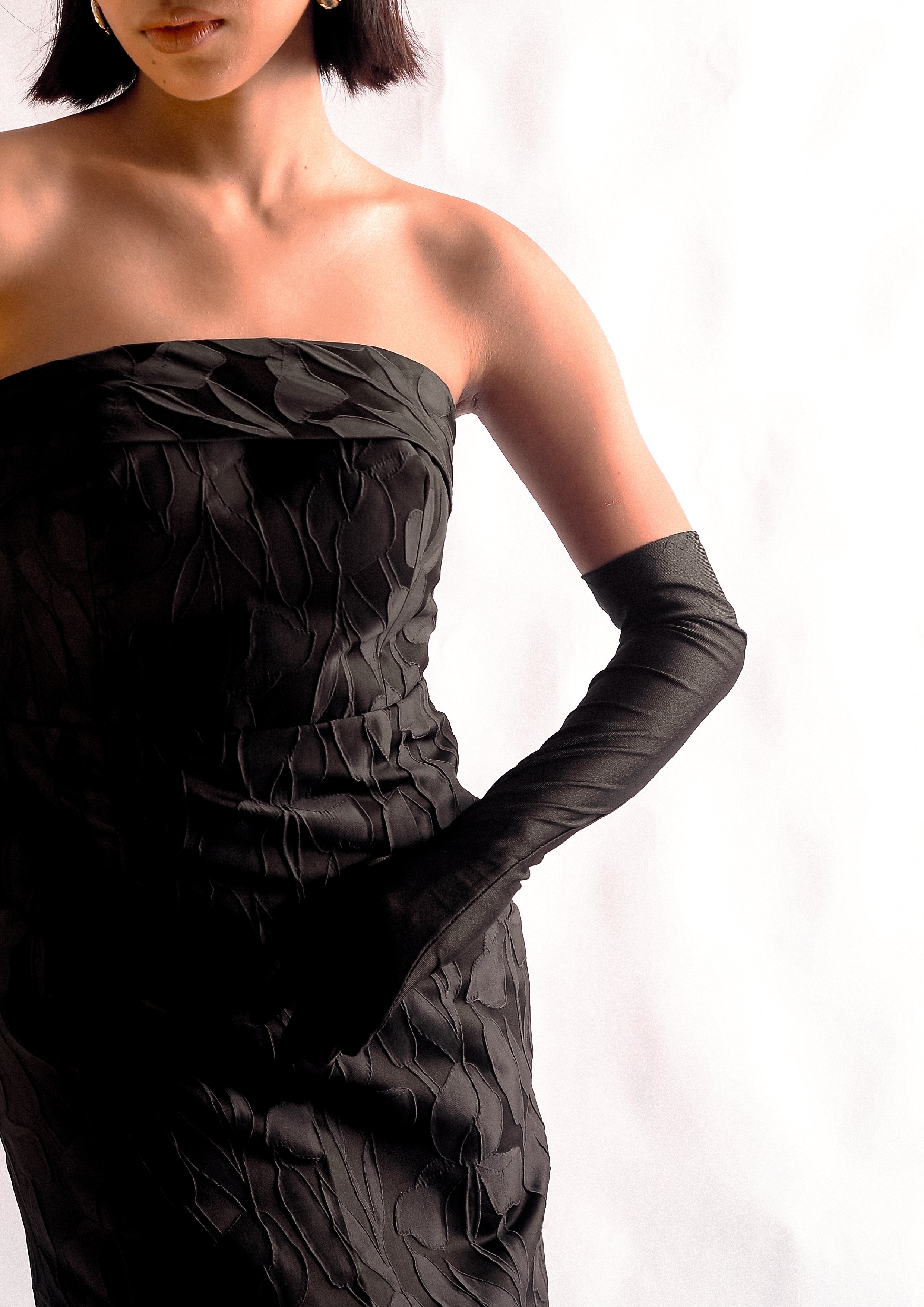 Jacquard Strapless Gown