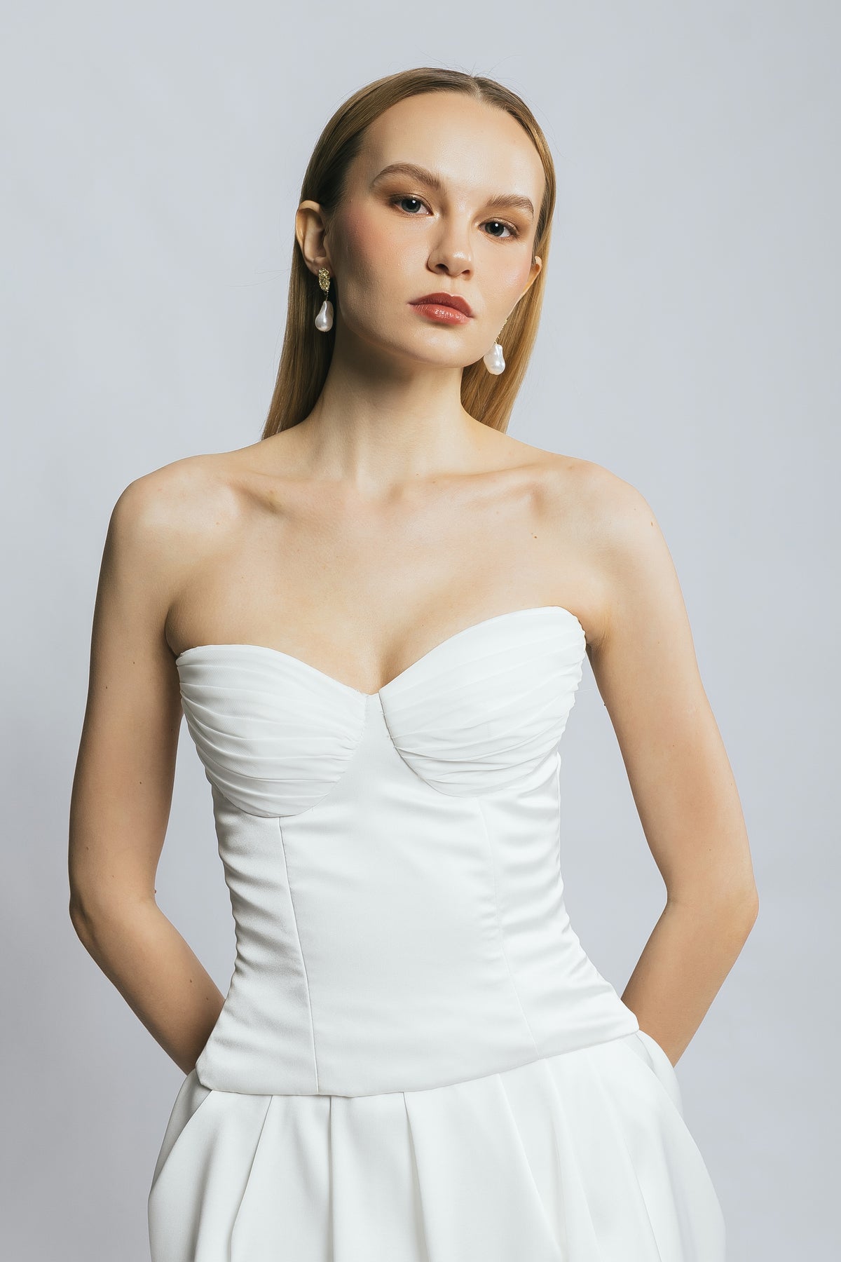 Dove White Satin Bustier Corset Top