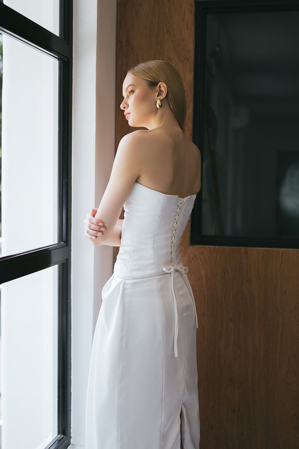 Dove White Satin Bustier Corset Top