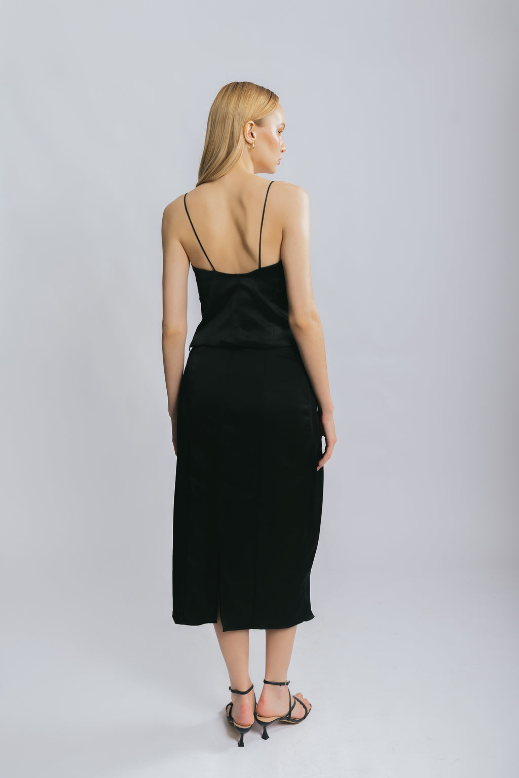 Delicate Muse Black Lace Trim Draped Maxi Skirt