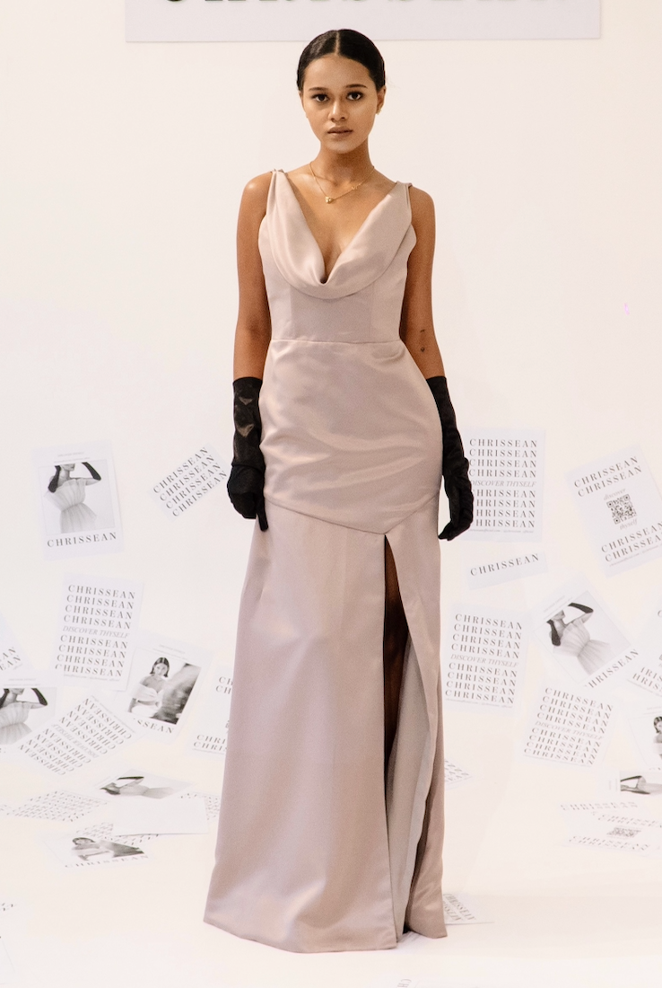 Cowl Neck Dress with Slit